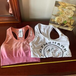 Gymshark Women's Pink ombré and White sports bras‎ size xs and small